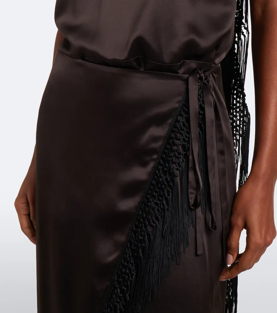 SIR. Lula fringed asymmetric silk maxi dress | Thumbnail 2 SIR. Lula fringed asymmetric silk maxi dress | Thumbnail 2