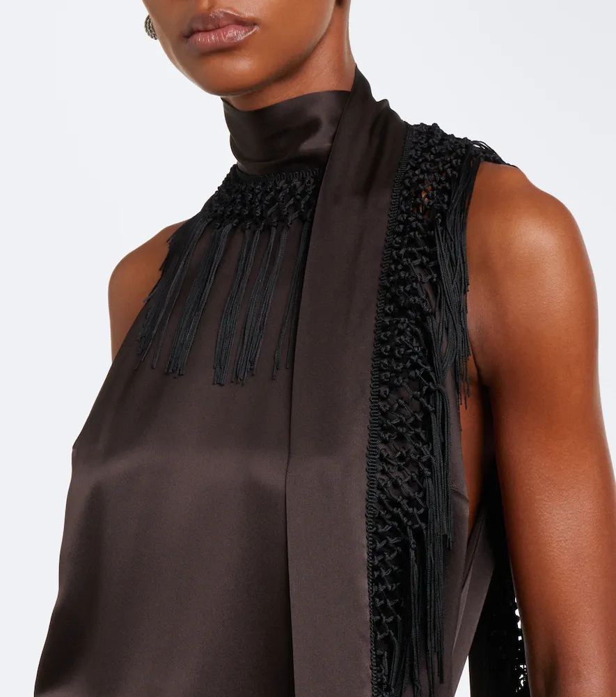 SIR. Lula fringed asymmetric silk maxi dress | Thumbnail 6 SIR. Lula fringed asymmetric silk maxi dress | Thumbnail 6