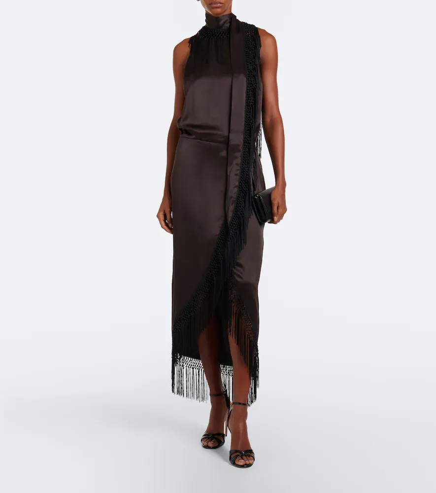 SIR. Lula fringed asymmetric silk maxi dress | Thumbnail 7 SIR. Lula fringed asymmetric silk maxi dress | Thumbnail 7