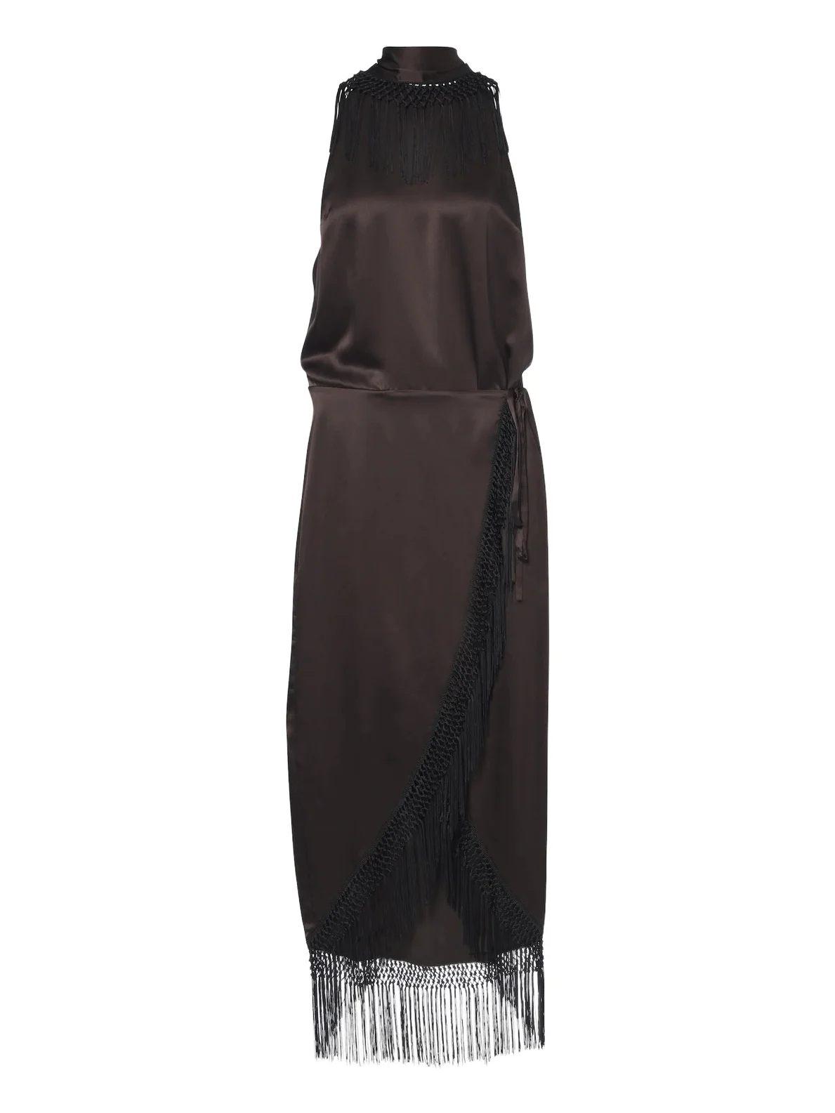 Lula fringed asymmetric silk maxi dress Lula fringed asymmetric silk maxi dress