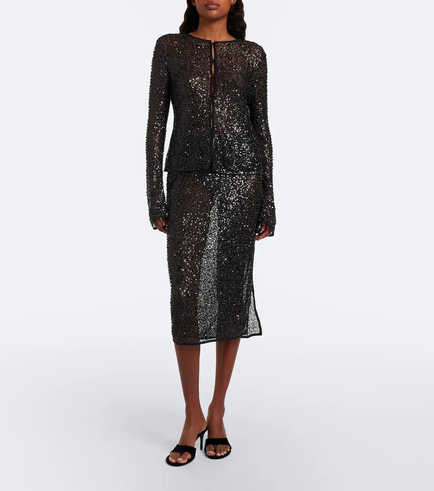 SIR. Cassia sequined midi skirt | Thumbnail 5