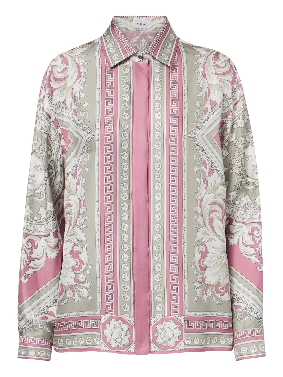 Versace Greca printed silk twill shirt
