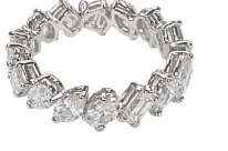 Wish Fine Jewelry 3.44ct Diamond 18K Gold Multi Shape Eternity Ring