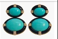 45.334ct Turquoise Black Onyx 18K Gold Drop Earrings 45.334ct Turquoise Black Onyx 18K Gold Drop Earrings