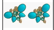 7.044ct Emerald Turquoise 18K Gold Earrings 7.044ct Emerald Turquoise 18K Gold Earrings