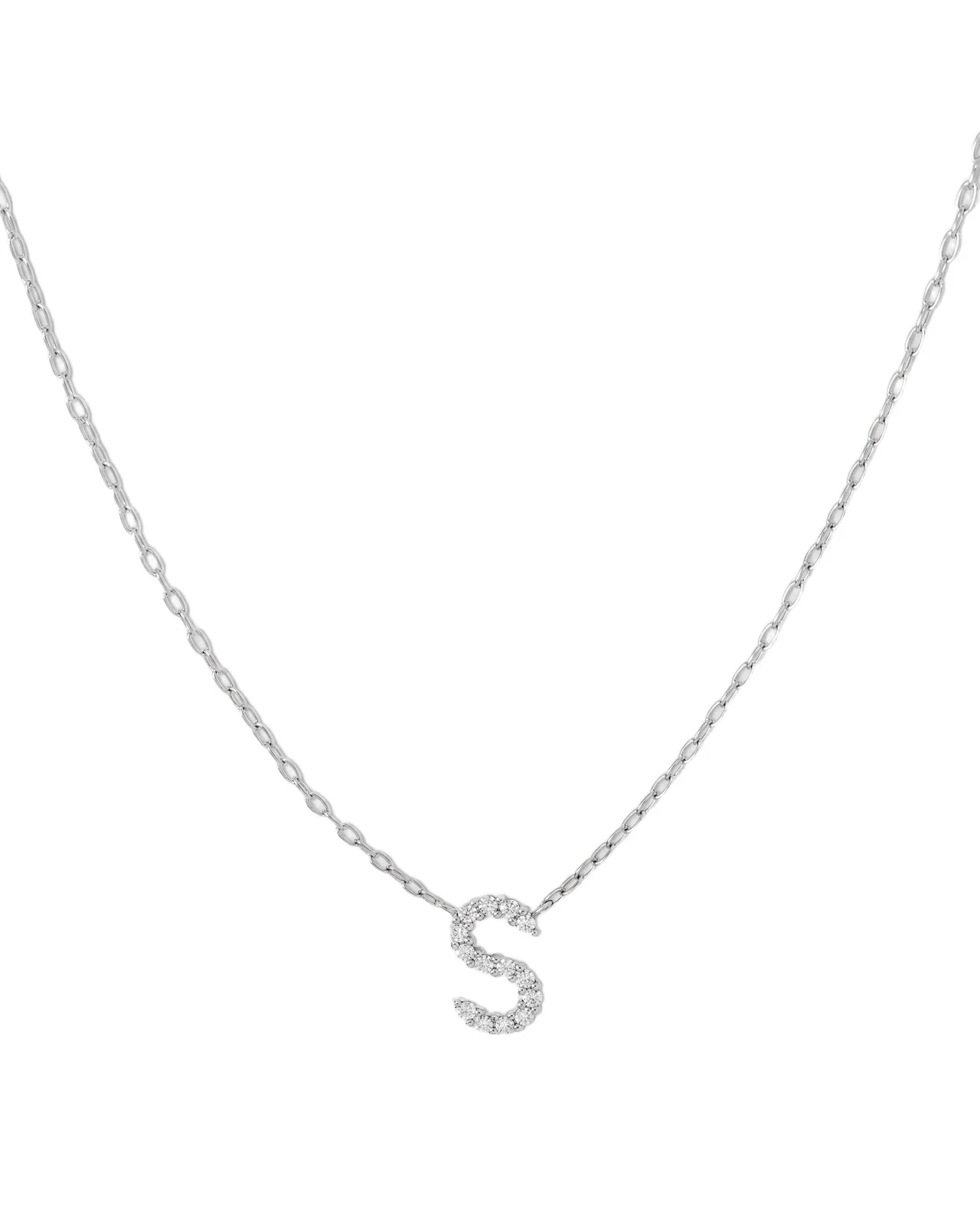 Jennifer Fisher Small Floating Letter Pendant 14K White Gold / S Jennifer Fisher Small Floating Letter Pendant 14K White Gold / S