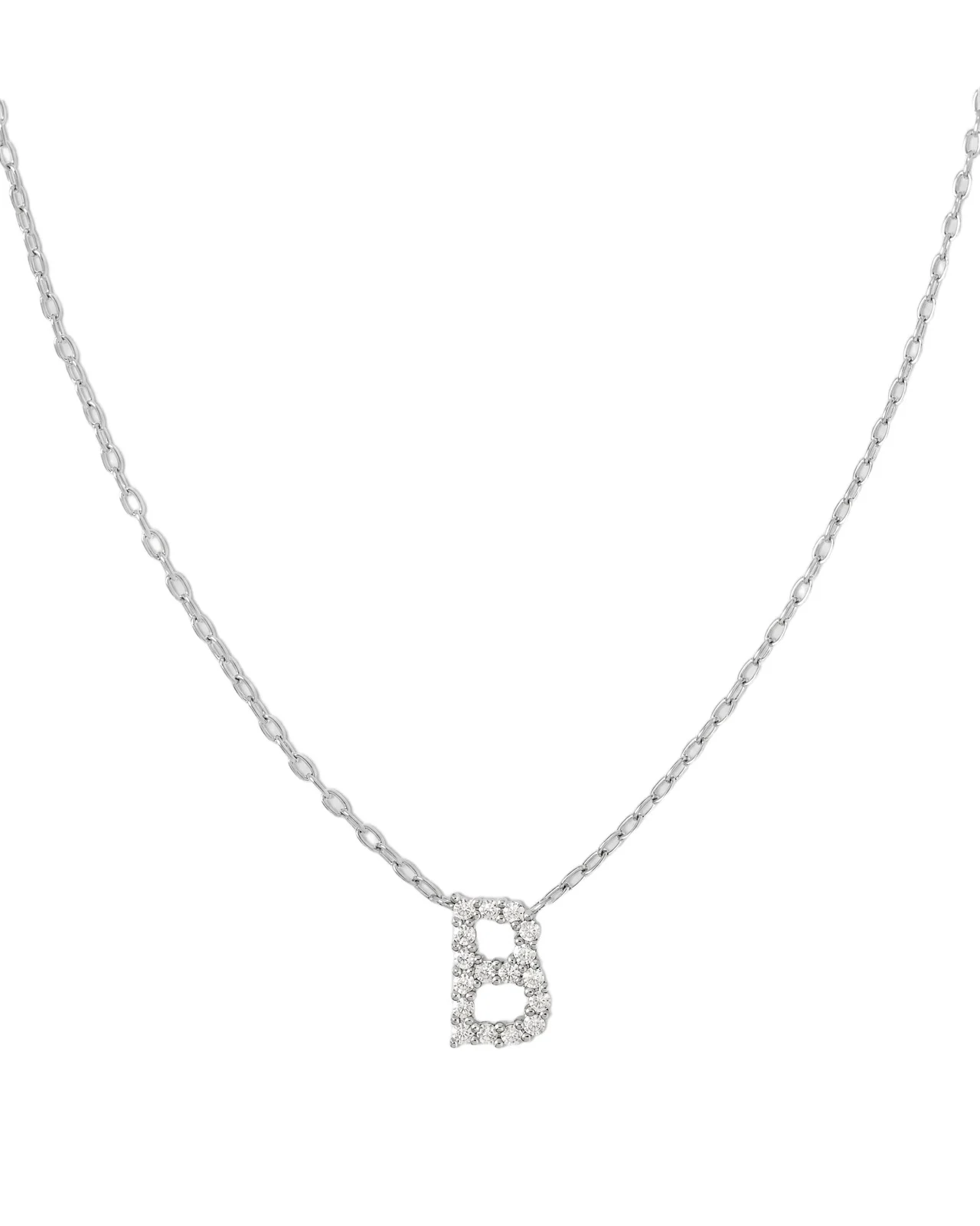 Jennifer Fisher Small Floating Letter Pendant 14K White Gold / B