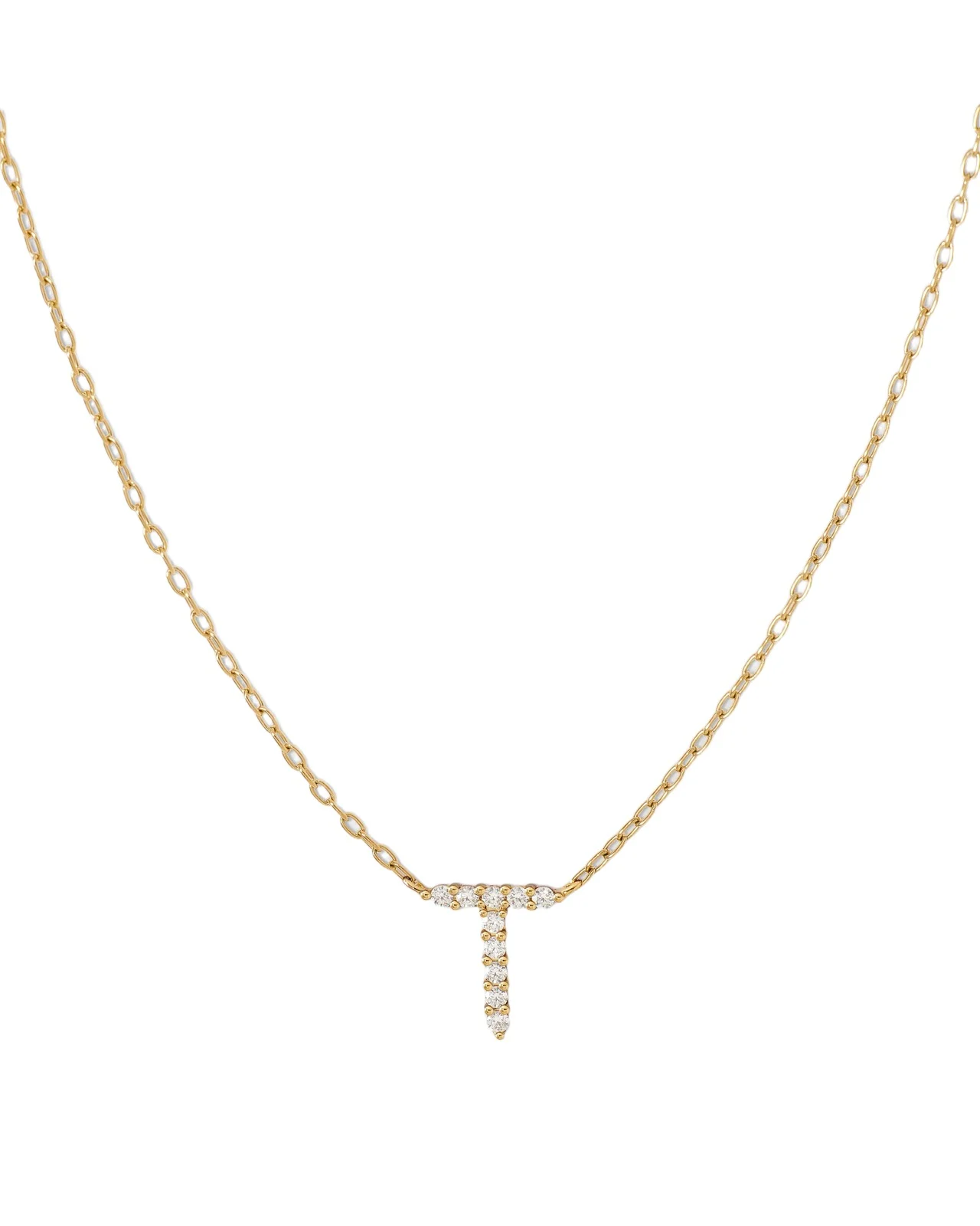 Jennifer Fisher Small Floating Letter Pendant 14K Yellow Gold / T