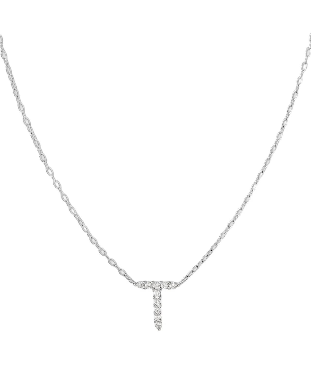 Jennifer Fisher Small Floating Letter Pendant 14K White Gold / T Jennifer Fisher Small Floating Letter Pendant 14K White Gold / T