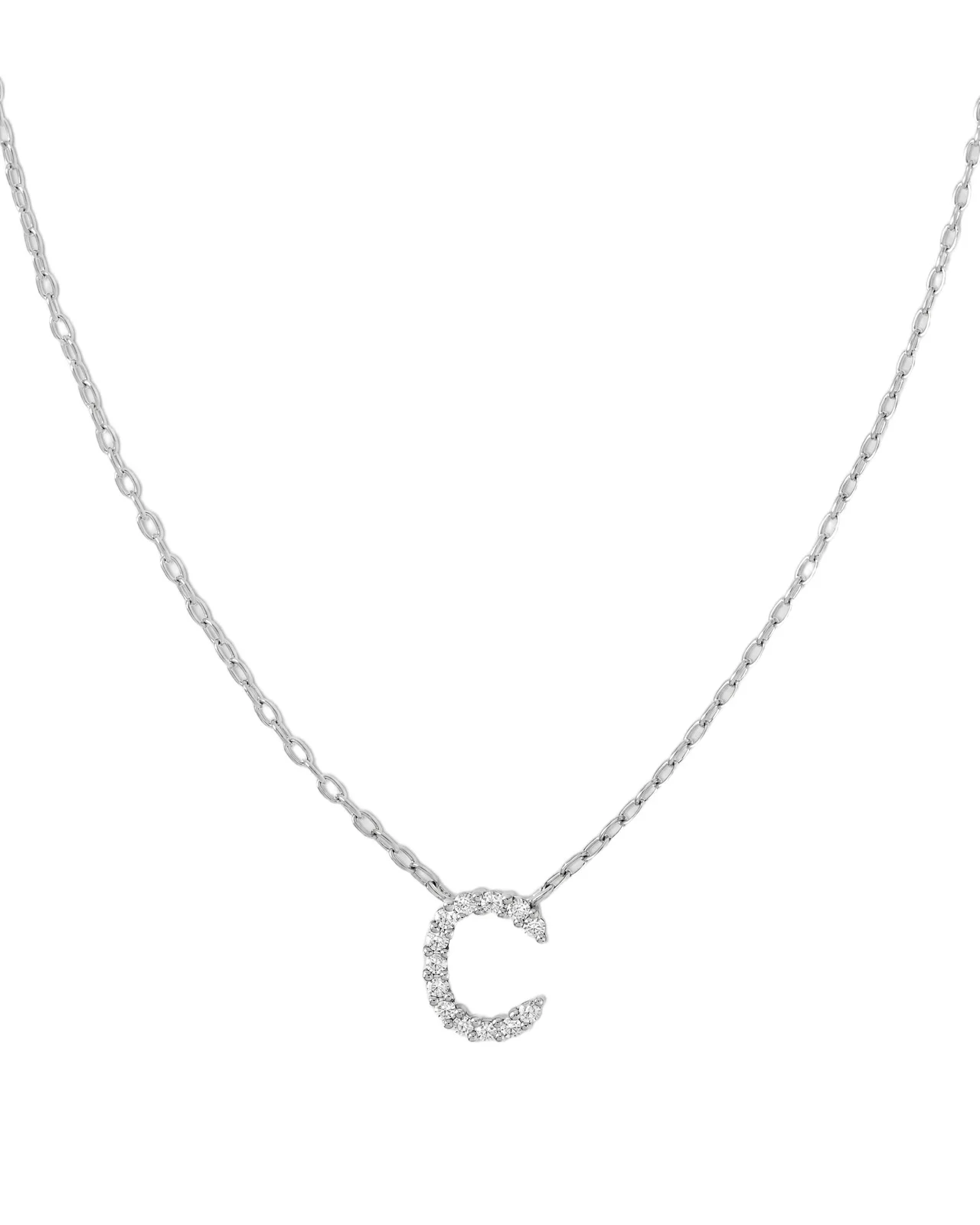 Jennifer Fisher Small Floating Letter Pendant 14K White Gold / C