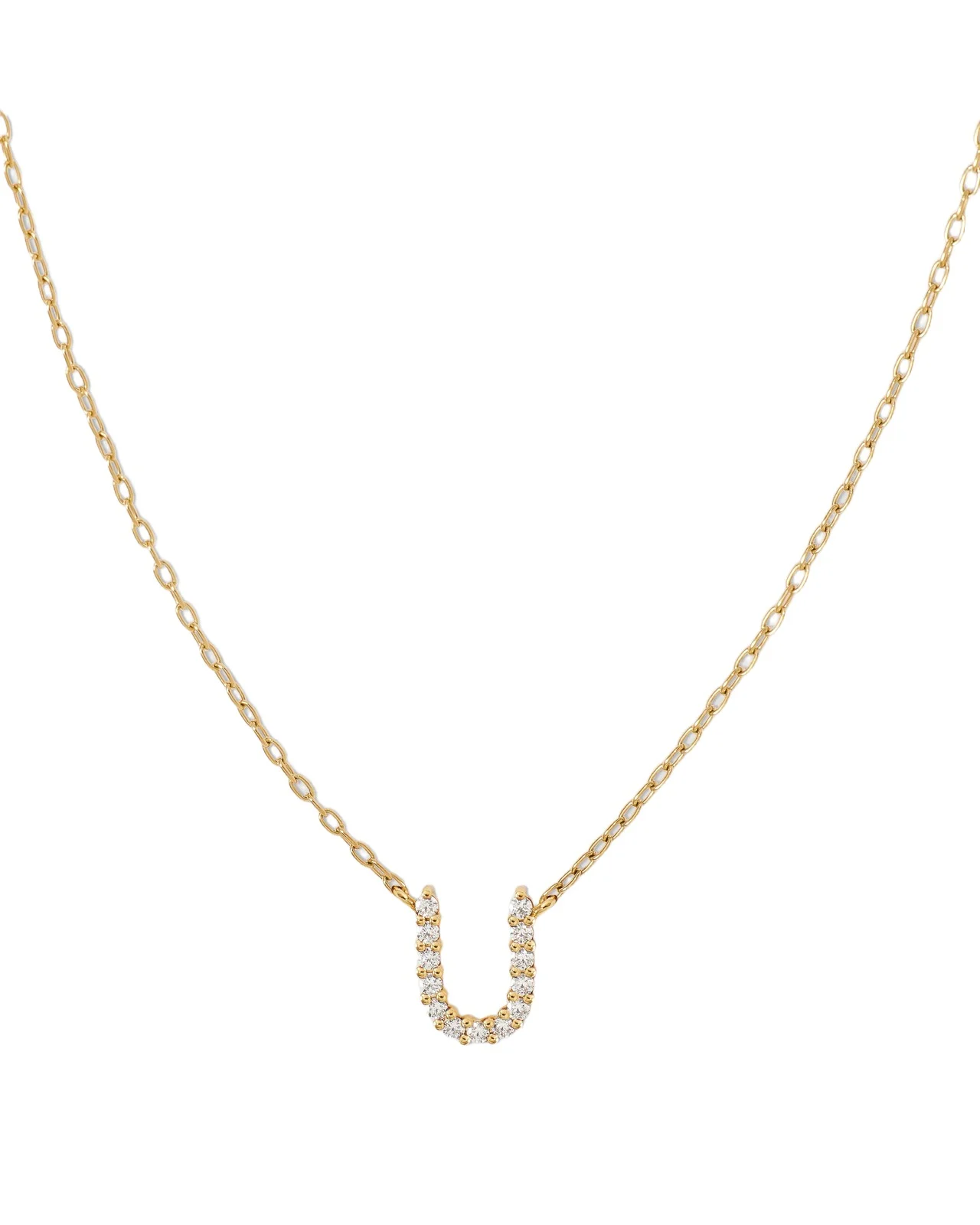 Jennifer Fisher Small Floating Letter Pendant 14K Yellow Gold / U Jennifer Fisher Small Floating Letter Pendant 14K Yellow Gold / U