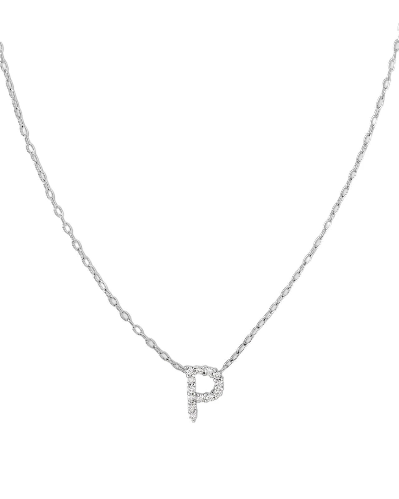 Jennifer Fisher Small Floating Letter Pendant 14K White Gold / P Jennifer Fisher Small Floating Letter Pendant 14K White Gold / P