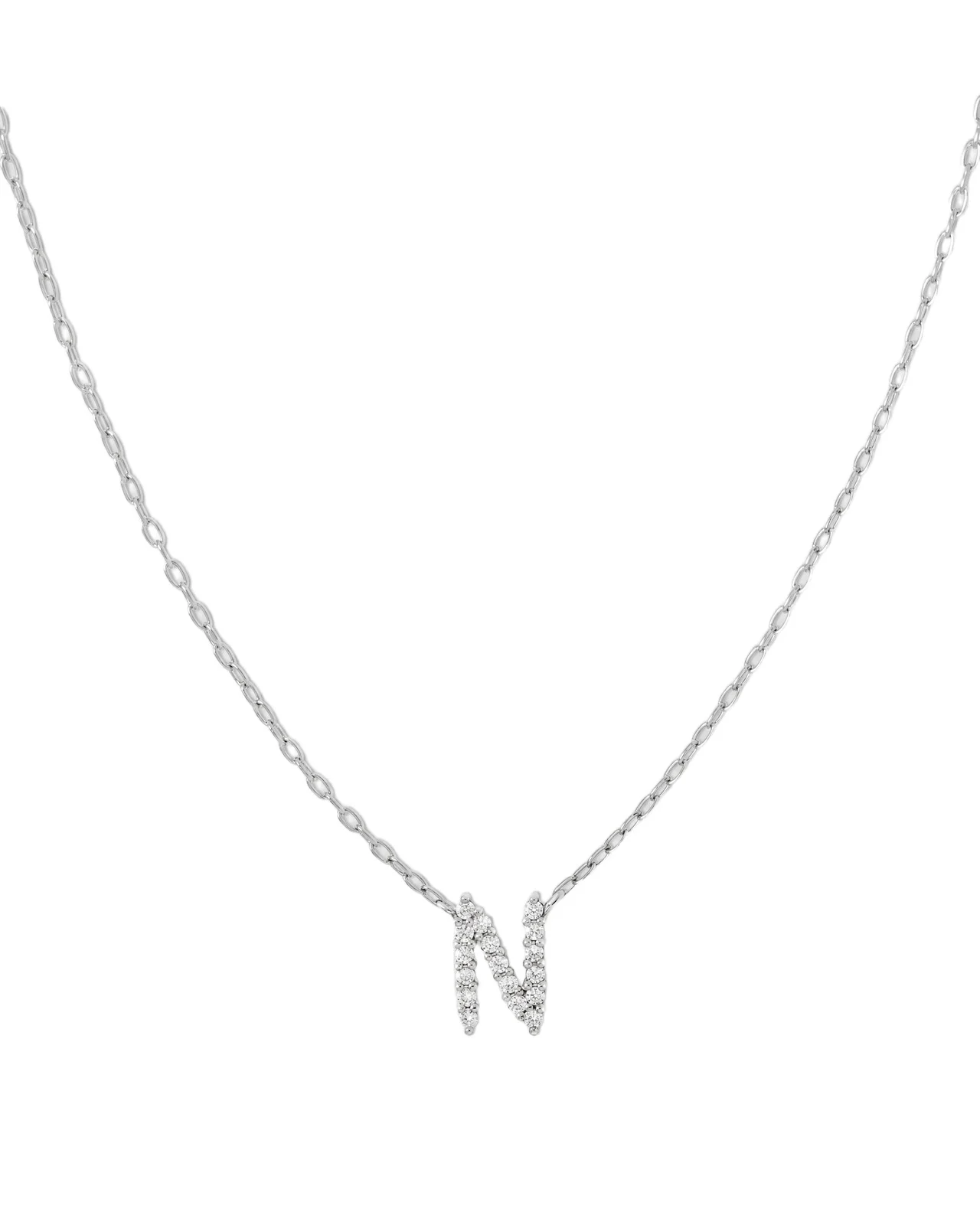 Jennifer Fisher Small Floating Letter Pendant 14K White Gold / N