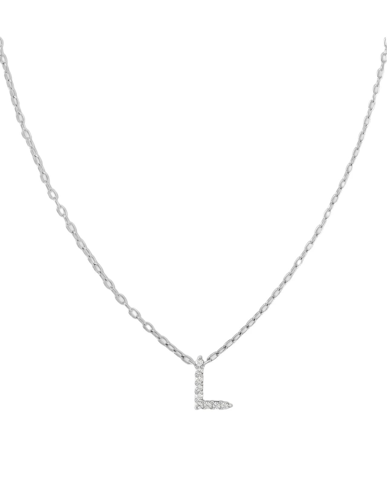 Jennifer Fisher Small Floating Letter Pendant 14K White Gold / L
