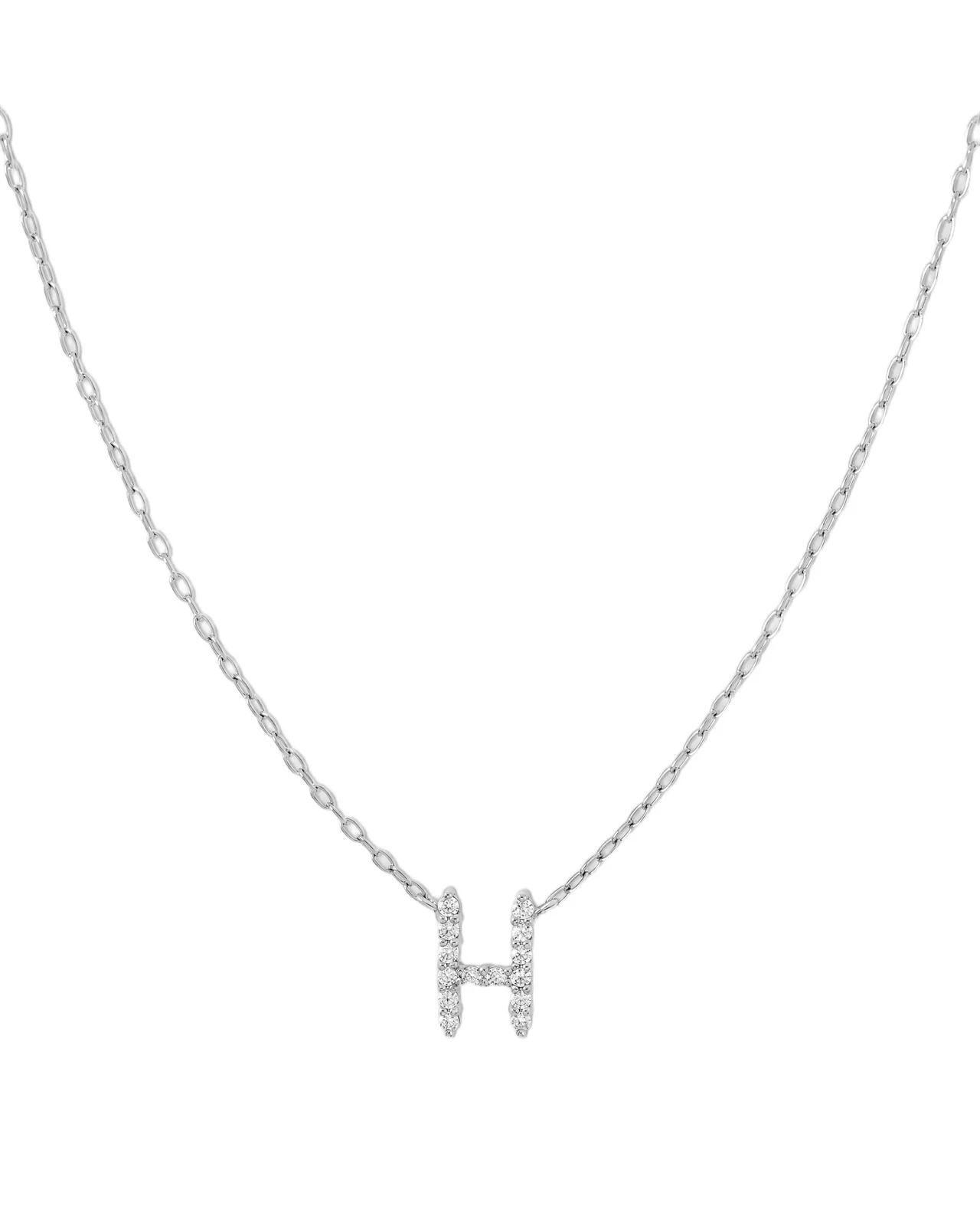 Jennifer Fisher Small Floating Letter Pendant 14K White Gold / H