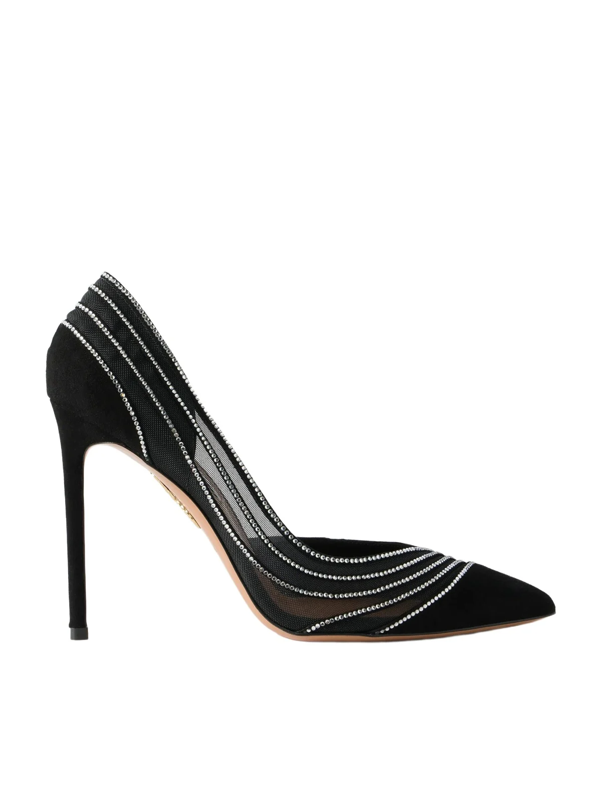 Aquazzura Dream Girl 105 Embellished Suede And Mesh Pumps - Black