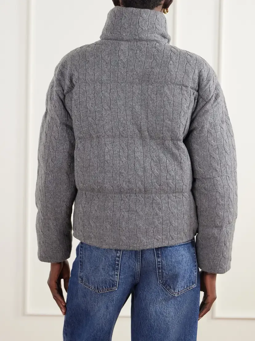 Polo Ralph Lauren Padded Quilted Cable-knit Wool And Cashmere-blend Jacket - Gray | Thumbnail 4 Polo Ralph Lauren Padded Quilted Cable-knit Wool And Cashmere-blend Jacket - Gray | Thumbnail 4
