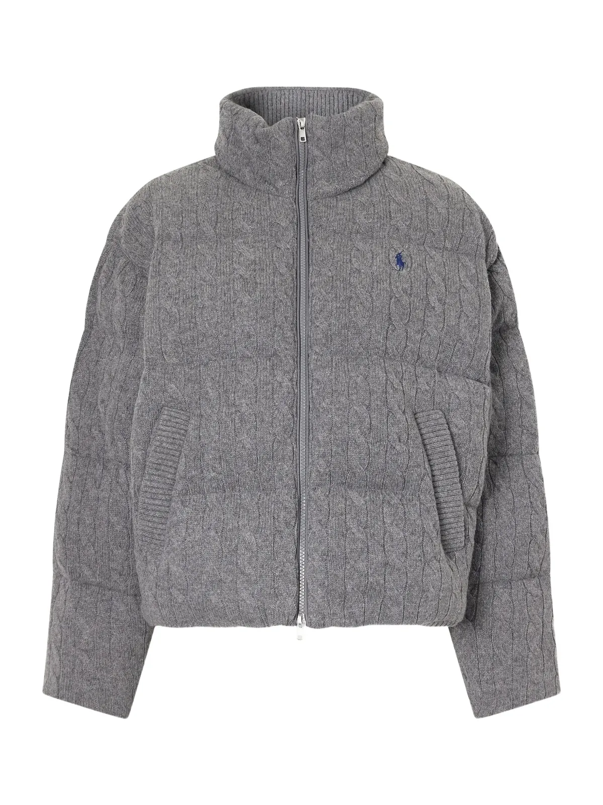 Polo Ralph Lauren Padded Quilted Cable-knit Wool And Cashmere-blend Jacket - Gray