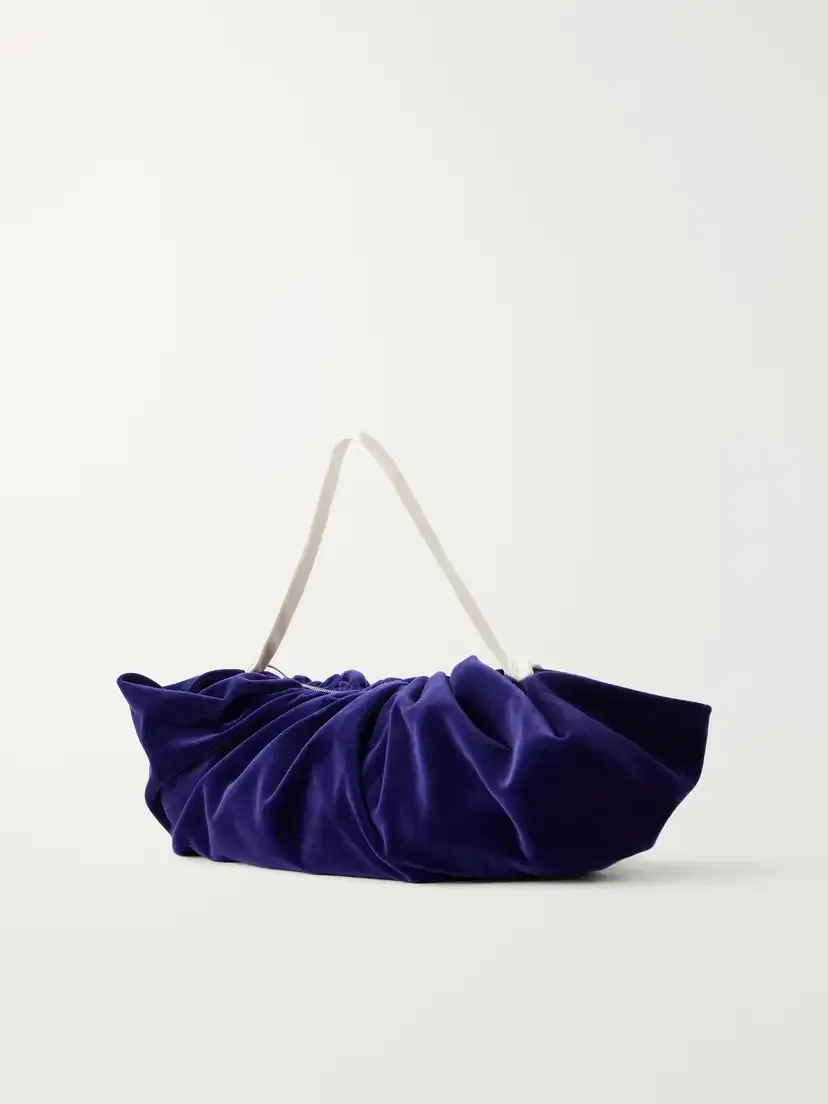 COLLEEN ALLEN Bustle Gathered Satin-trimmed Cotton-velvet Shoulder Bag | Thumbnail 3 COLLEEN ALLEN Bustle Gathered Satin-trimmed Cotton-velvet Shoulder Bag | Thumbnail 3