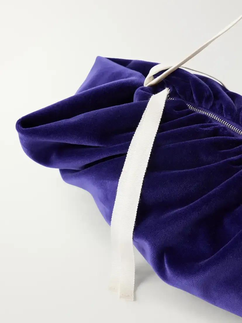 COLLEEN ALLEN Bustle Gathered Satin-trimmed Cotton-velvet Shoulder Bag | Thumbnail 4 COLLEEN ALLEN Bustle Gathered Satin-trimmed Cotton-velvet Shoulder Bag | Thumbnail 4