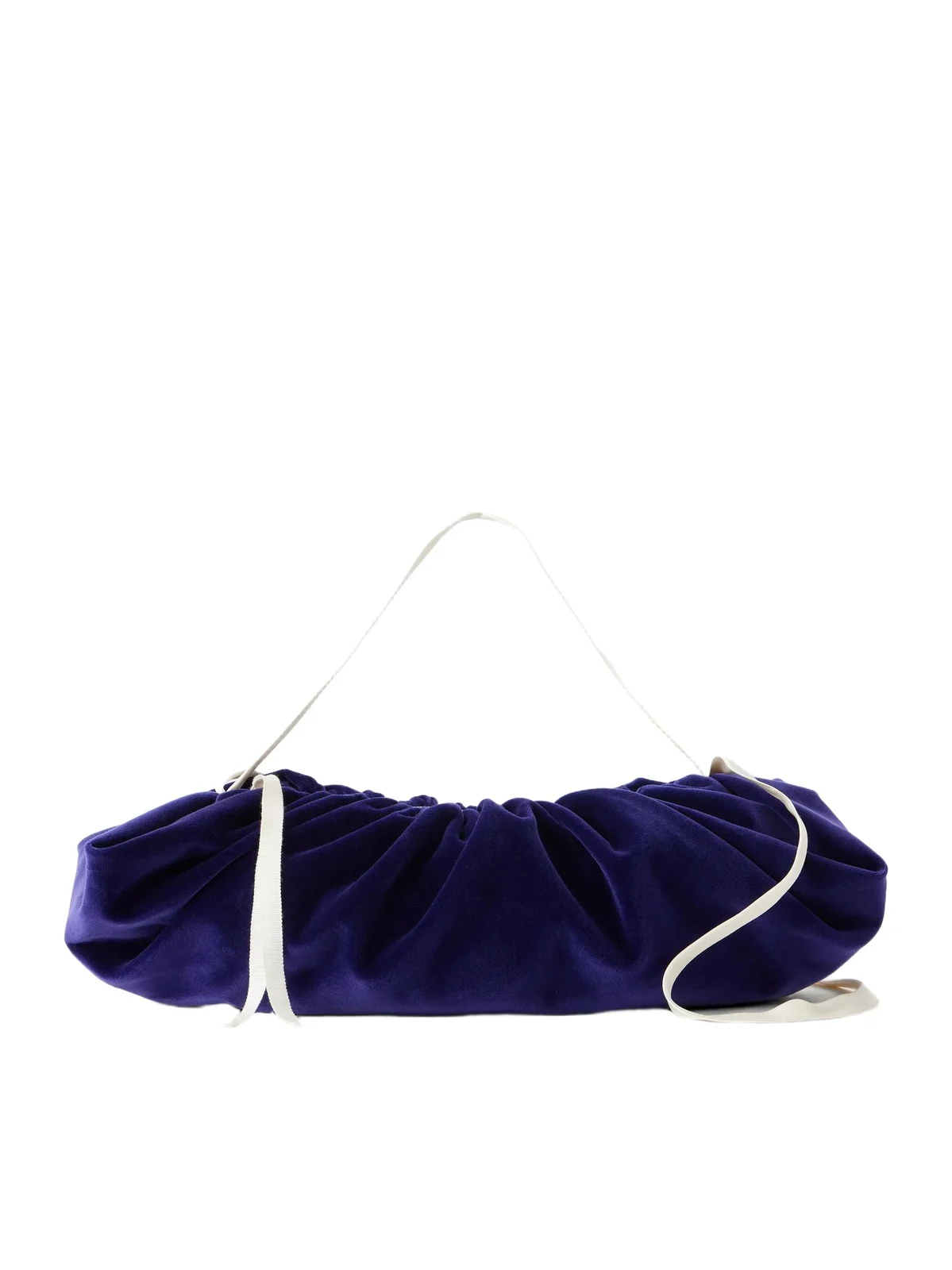 COLLEEN ALLEN Bustle Gathered Satin-trimmed Cotton-velvet Shoulder Bag