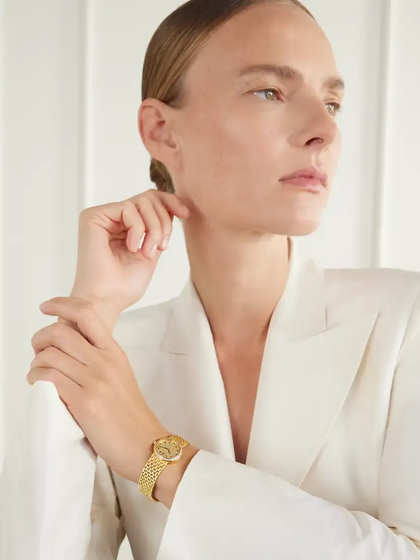Stephanie Windsor + Audemars Piguet Vintage 1990s Mini Round Dress Hand-wound 18-karat Gold, Diamond And Sapphire Watch (6.5" Wrist) | Thumbnail 2 Stephanie Windsor + Audemars Piguet Vintage 1990s Mini Round Dress Hand-wound 18-karat Gold, Diamond And Sapphire Watch (6.5" Wrist) | Thumbnail 2