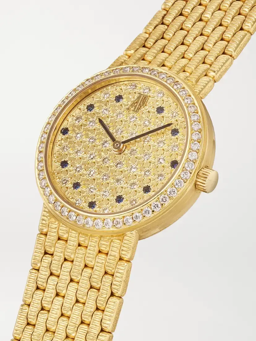 Stephanie Windsor + Audemars Piguet Vintage 1990s Mini Round Dress Hand-wound 18-karat Gold, Diamond And Sapphire Watch (6.5" Wrist) | Thumbnail 3 Stephanie Windsor + Audemars Piguet Vintage 1990s Mini Round Dress Hand-wound 18-karat Gold, Diamond And Sapphire Watch (6.5" Wrist) | Thumbnail 3
