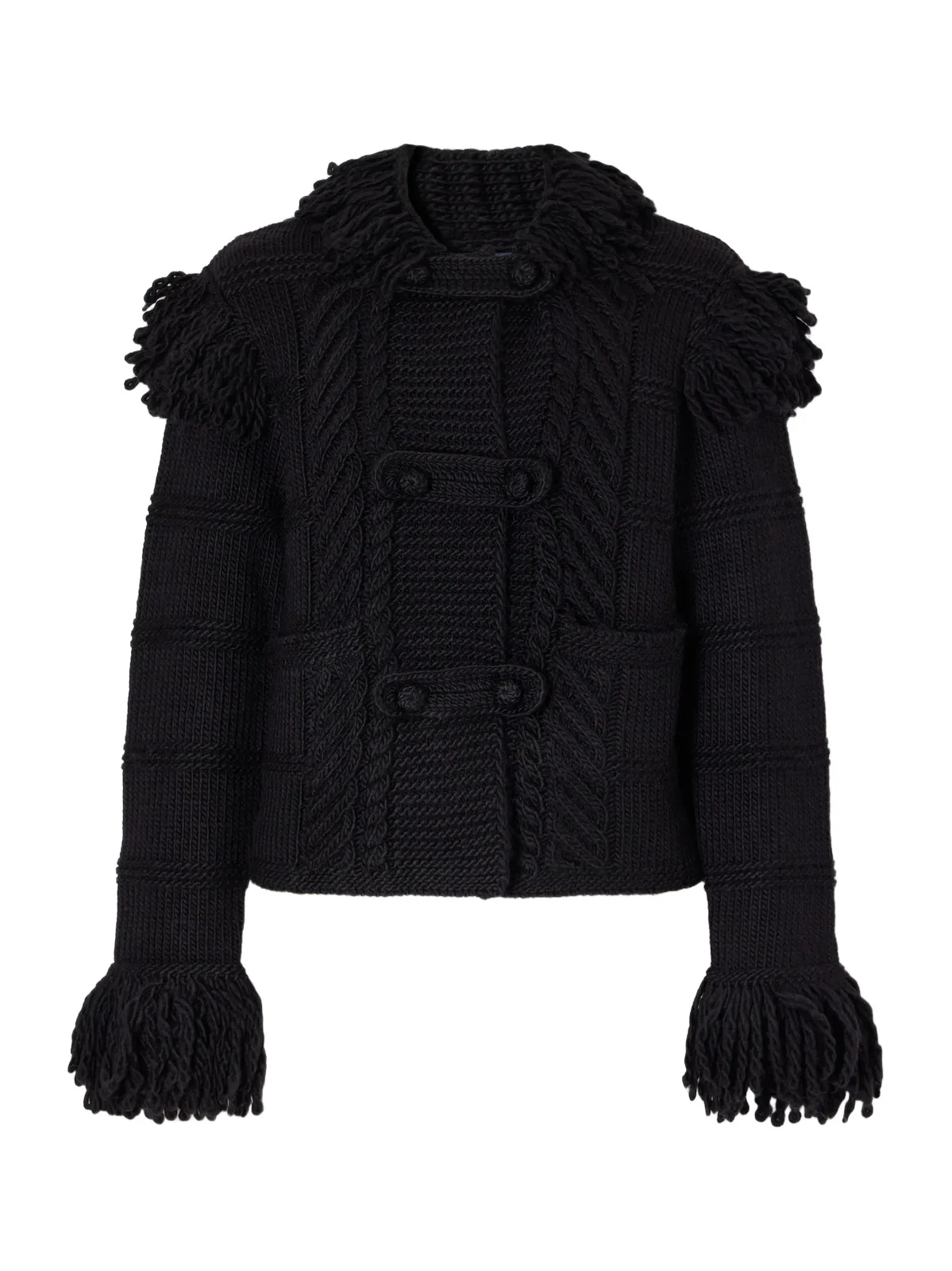 Polo Ralph Lauren Fringed Cable-knit Wool Cardigan