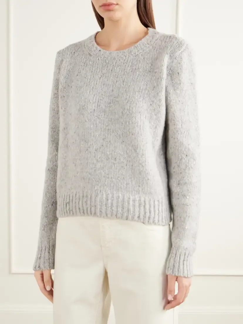 Suzie Kondi Selini Cropped Mottled Cashmere Sweater | Thumbnail 3