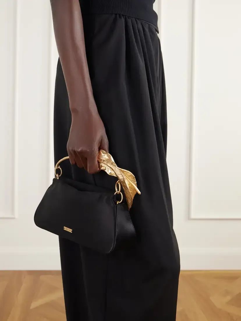 Cult Gaia Calla Gold-tone Floral-embellished Satin Top-handle Bag | Thumbnail 2 Cult Gaia Calla Gold-tone Floral-embellished Satin Top-handle Bag | Thumbnail 2
