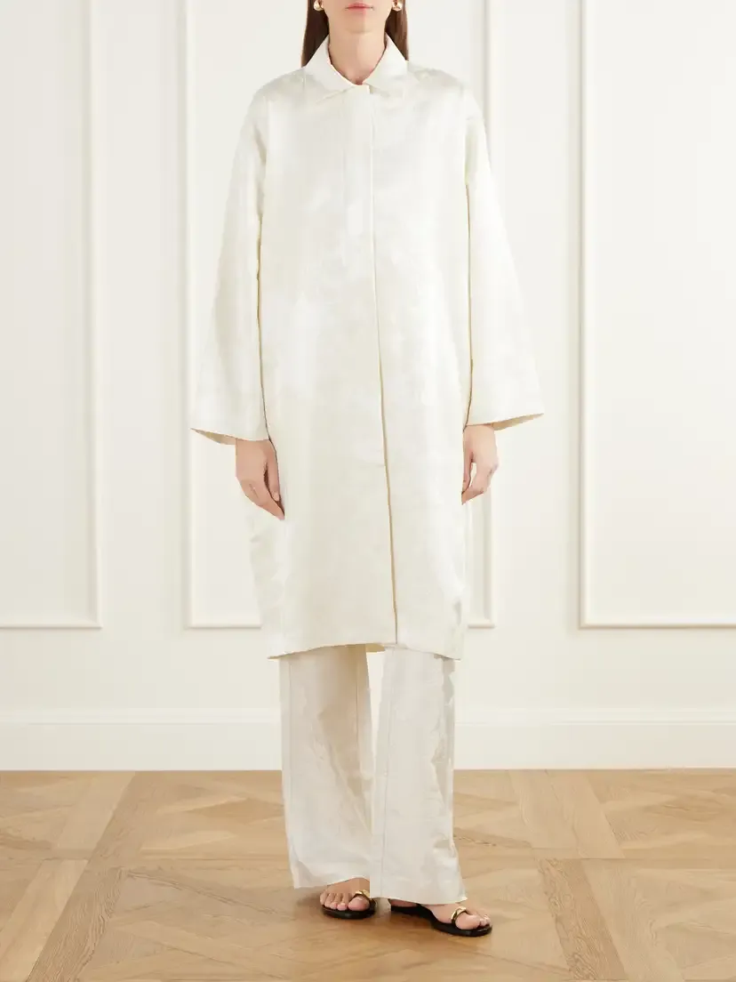 St. Agni Silk And Wool-blend Floral-jacquard Cloqué Coat | Thumbnail 3