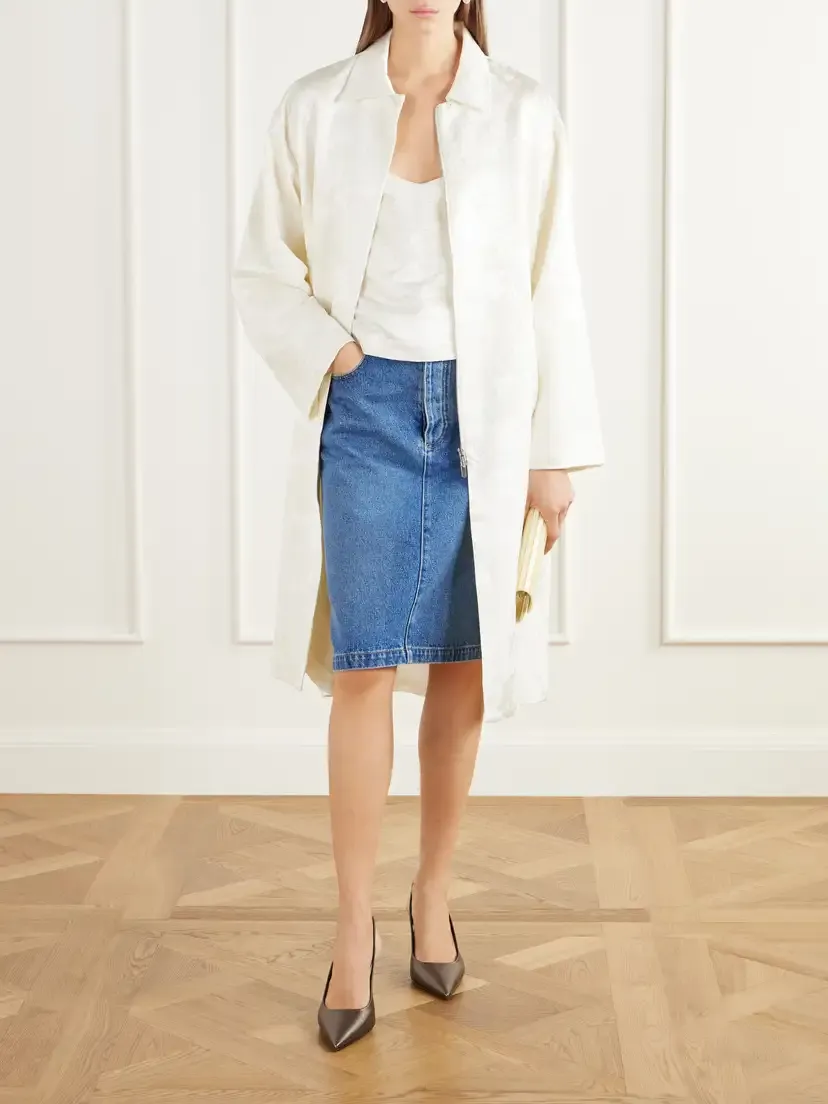 St. Agni Silk And Wool-blend Floral-jacquard Cloqué Coat | Thumbnail 6
