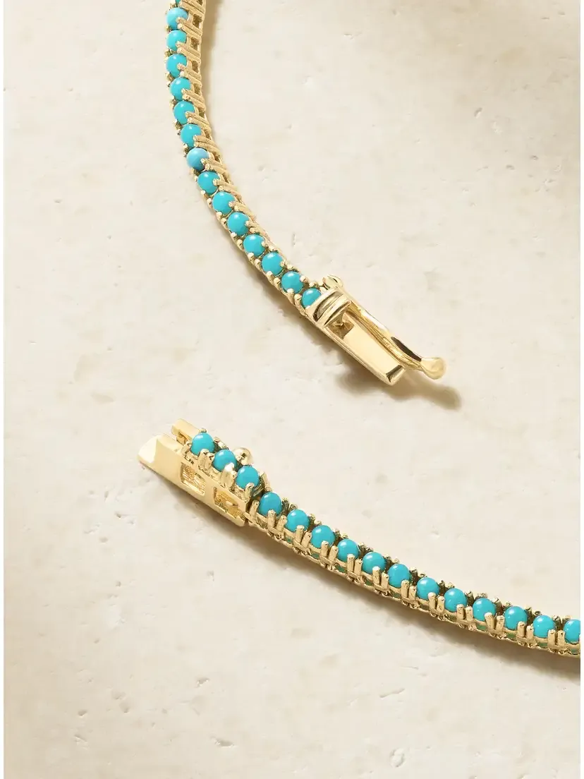Jennifer Meyer Small 18-karat Gold, Diamond And Turquoise Tennis Necklace | Thumbnail 3