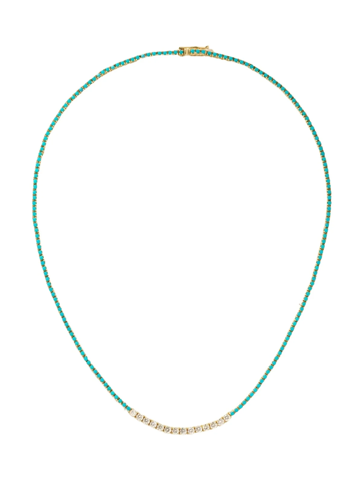 Jennifer Meyer Small 18-karat Gold, Diamond And Turquoise Tennis Necklace
