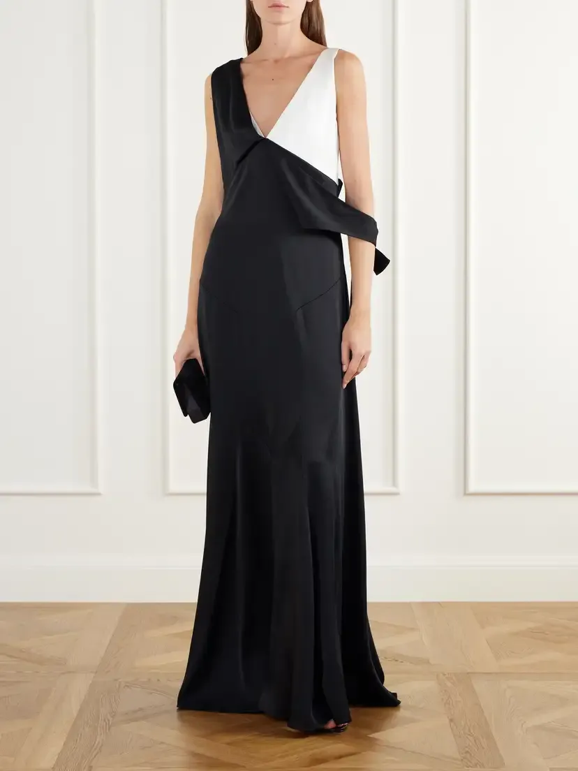Stella McCartney Two-tone Tie-detailed Satin Gown | Thumbnail 2 Stella McCartney Two-tone Tie-detailed Satin Gown | Thumbnail 2