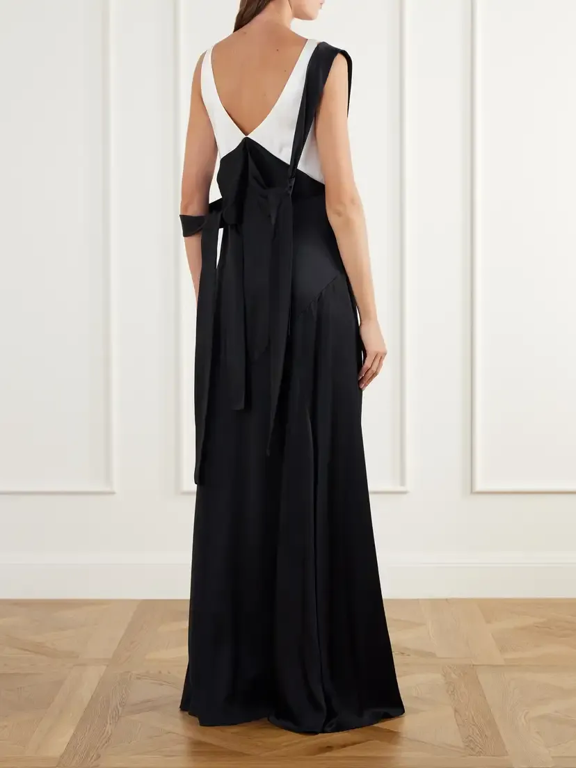 Stella McCartney Two-tone Tie-detailed Satin Gown | Thumbnail 3 Stella McCartney Two-tone Tie-detailed Satin Gown | Thumbnail 3