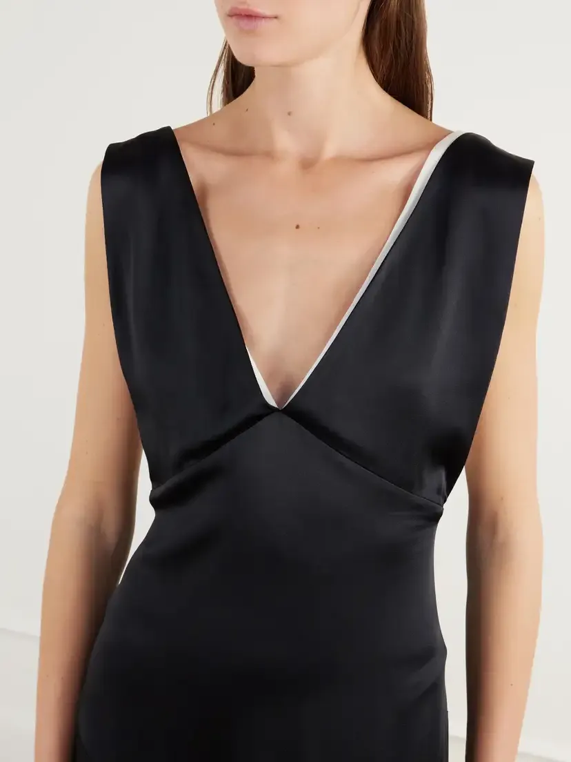 Stella McCartney Two-tone Tie-detailed Satin Gown | Thumbnail 4 Stella McCartney Two-tone Tie-detailed Satin Gown | Thumbnail 4