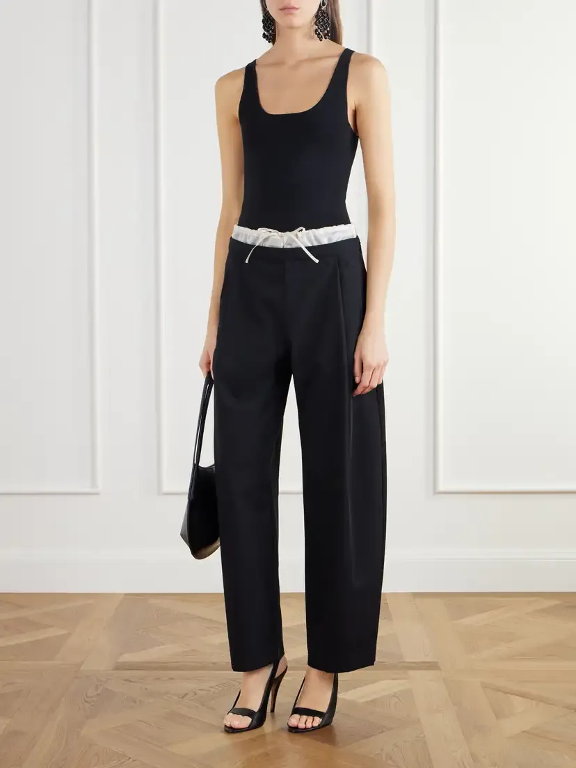 St. Agni Satin-trimmed Wool-twill Barrel-leg Pants | Thumbnail 2