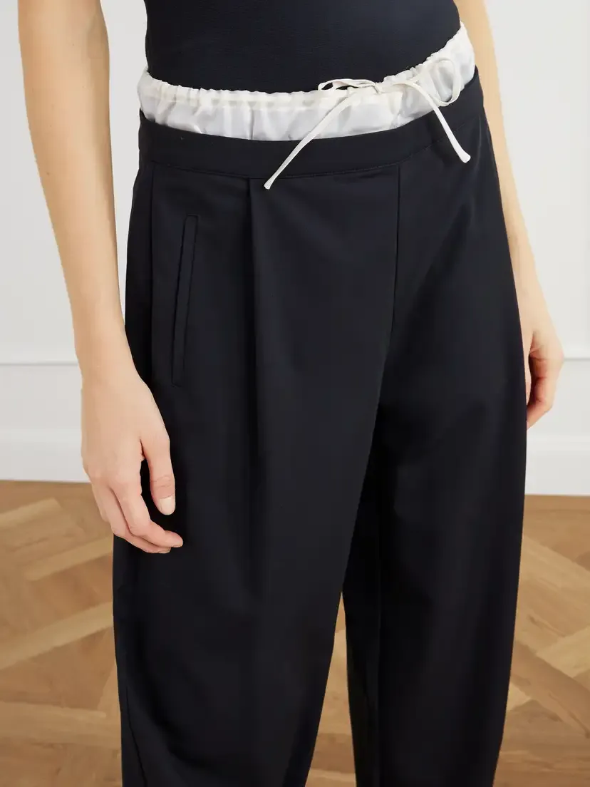 St. Agni Satin-trimmed Wool-twill Barrel-leg Pants | Thumbnail 4