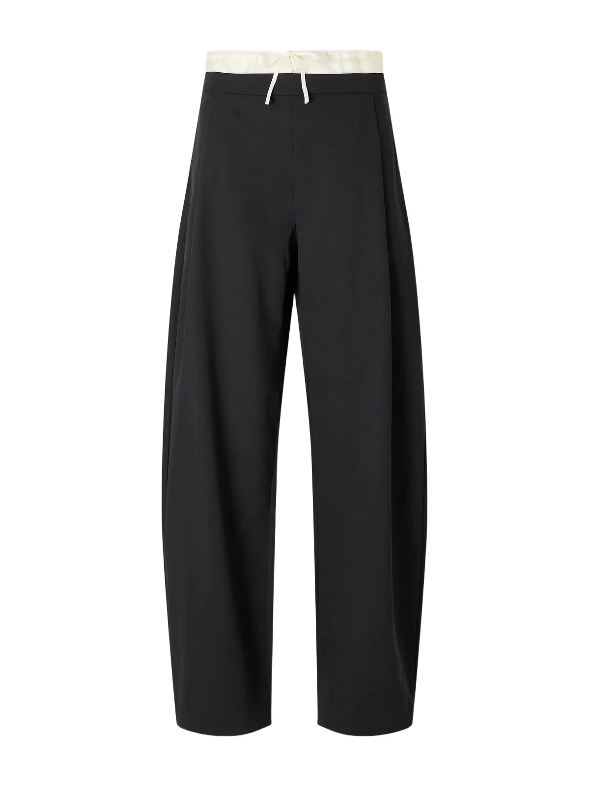St. Agni Satin-trimmed Wool-twill Barrel-leg Pants