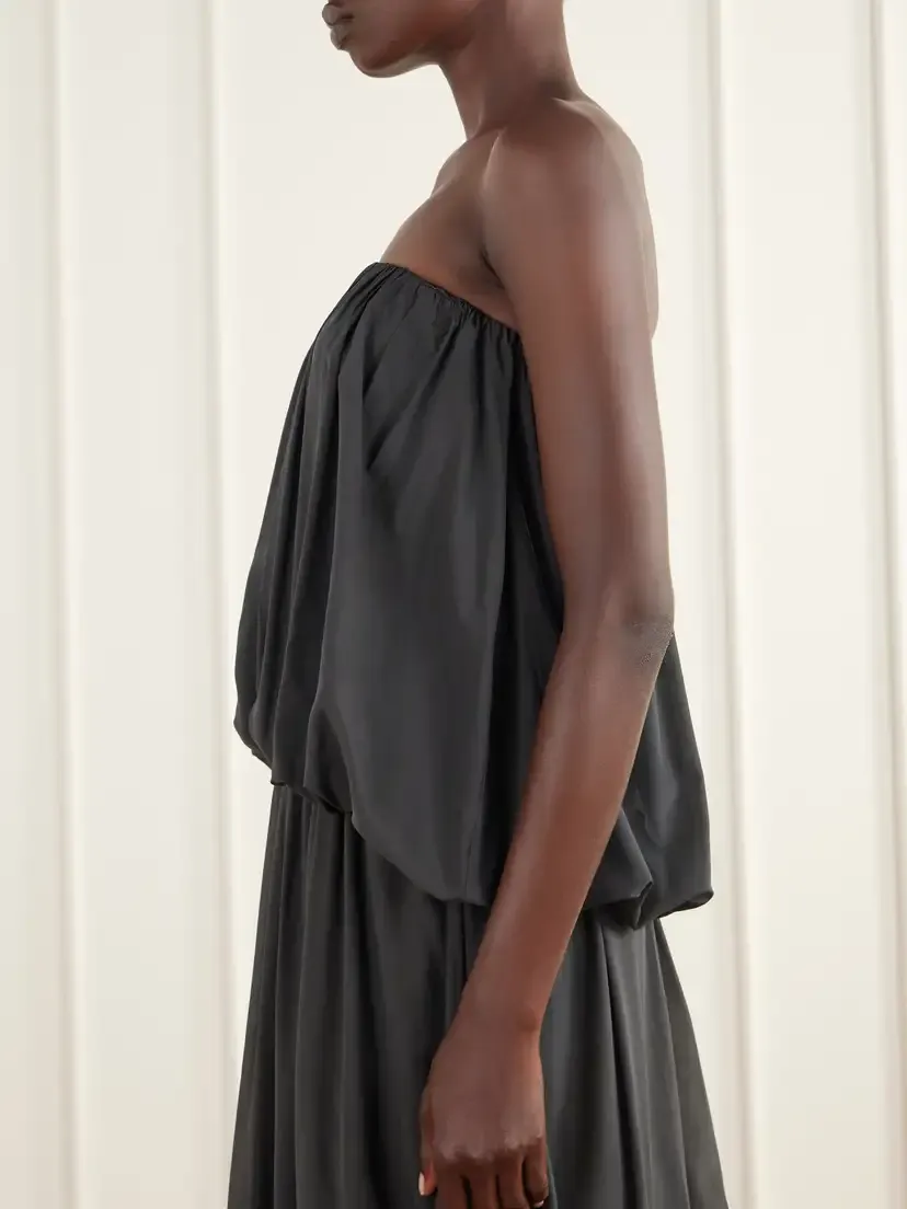 St. Agni Balloon Strapless Gathered Chiffon Top | Thumbnail 4