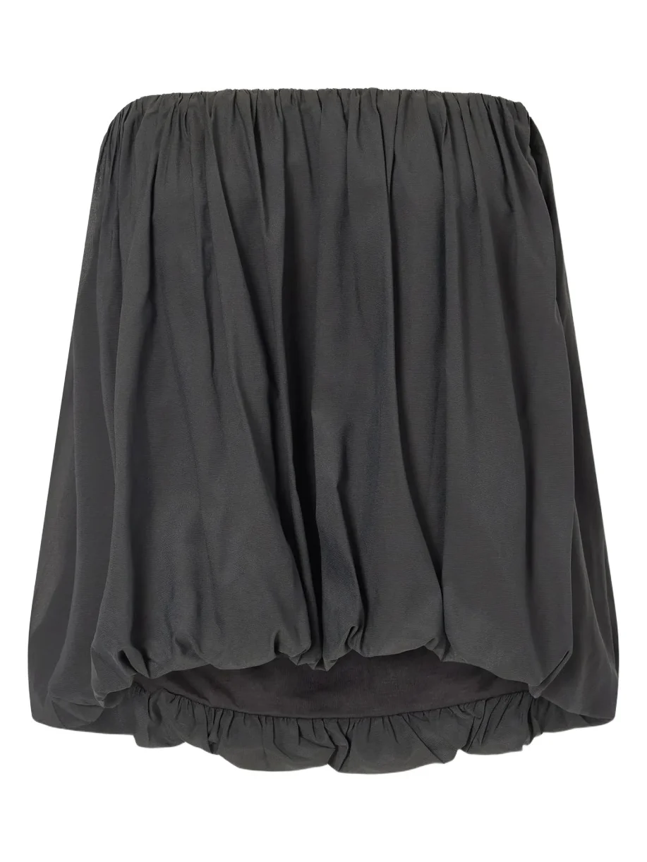 St. Agni Balloon Strapless Gathered Chiffon Top