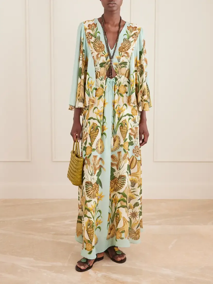 Farm Rio Marine Garden Floral-print Crepe De Chine Maxi Dress | Thumbnail 2 Farm Rio Marine Garden Floral-print Crepe De Chine Maxi Dress | Thumbnail 2