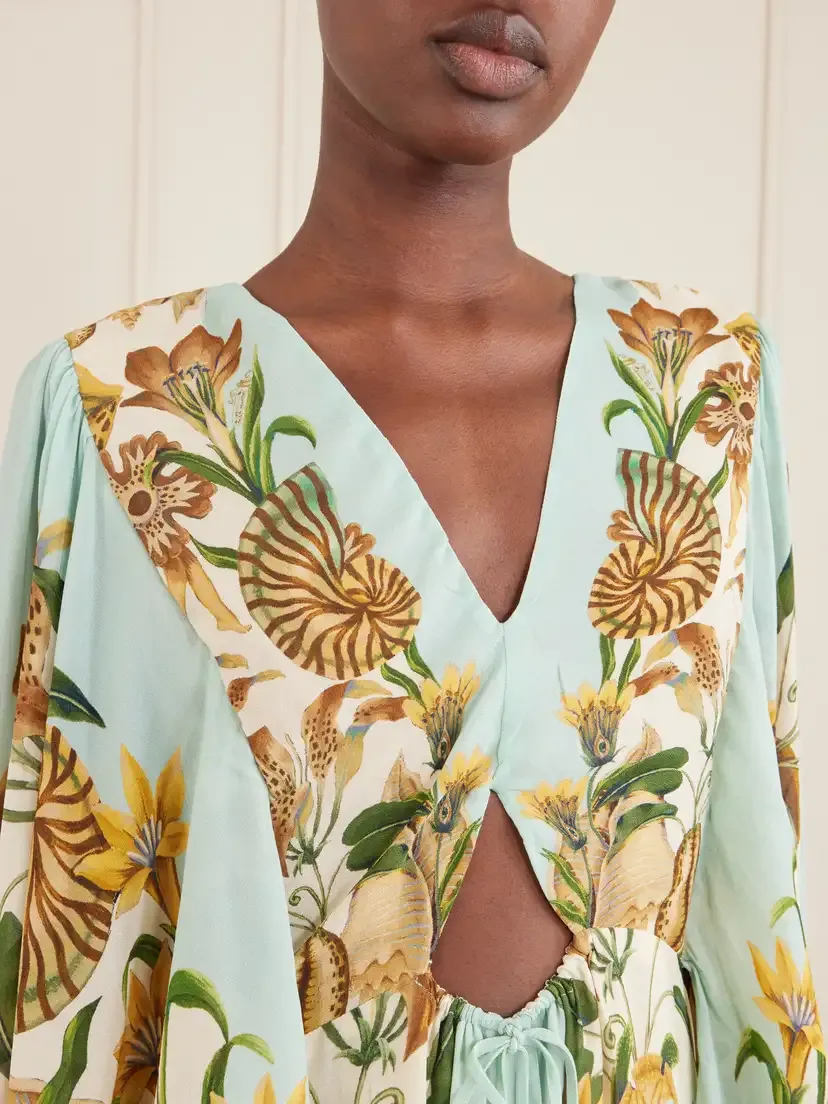Farm Rio Marine Garden Floral-print Crepe De Chine Maxi Dress | Thumbnail 4 Farm Rio Marine Garden Floral-print Crepe De Chine Maxi Dress | Thumbnail 4