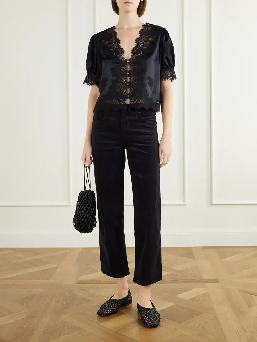 DÔEN Idella Lace-trimmed Silk-satin Blouse | Thumbnail 2 DÔEN Idella Lace-trimmed Silk-satin Blouse | Thumbnail 2