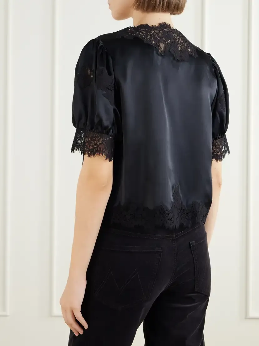 DÔEN Idella Lace-trimmed Silk-satin Blouse | Thumbnail 3 DÔEN Idella Lace-trimmed Silk-satin Blouse | Thumbnail 3