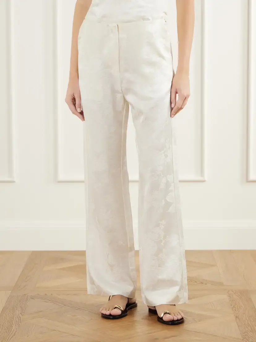 St. Agni Wool And Silk-blend Floral-jacquard Cloqué Wide-leg Pants | Thumbnail 3 St. Agni Wool And Silk-blend Floral-jacquard Cloqué Wide-leg Pants | Thumbnail 3