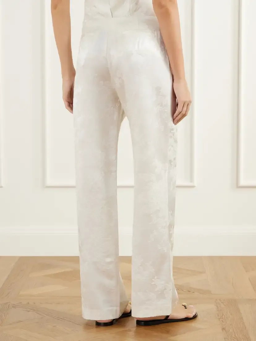 St. Agni Wool And Silk-blend Floral-jacquard Cloqué Wide-leg Pants | Thumbnail 4 St. Agni Wool And Silk-blend Floral-jacquard Cloqué Wide-leg Pants | Thumbnail 4