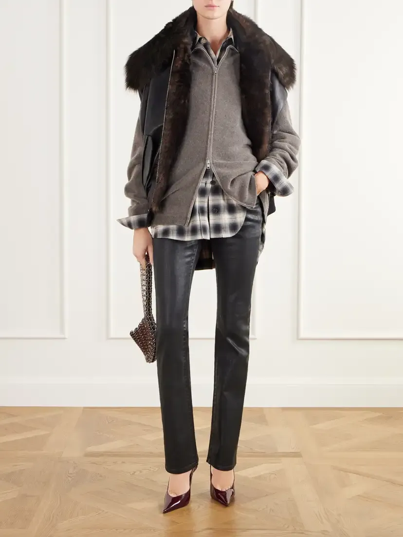 Rabanne Shearling-trimmed Leather Jacket | Thumbnail 2 Rabanne Shearling-trimmed Leather Jacket | Thumbnail 2