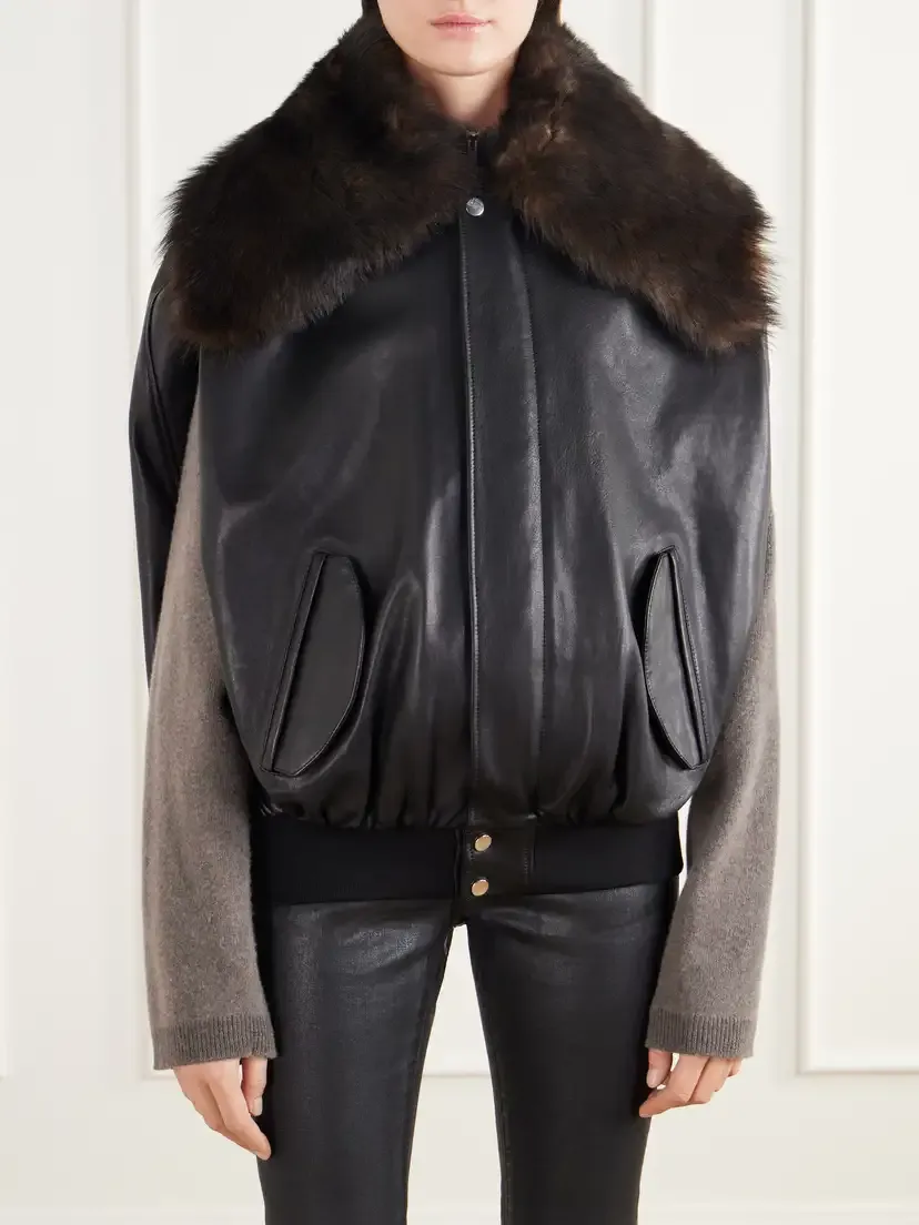 Rabanne Shearling-trimmed Leather Jacket | Thumbnail 3 Rabanne Shearling-trimmed Leather Jacket | Thumbnail 3